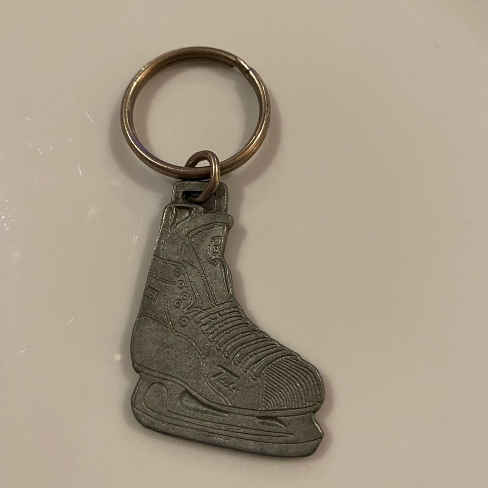 Vintage CCM Advisory Staff Silver toned metal hockey skate keychain